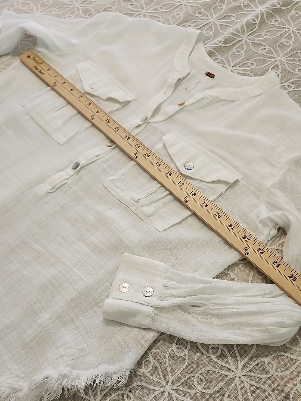 Free People "Talk to Me" White Gauzy Light Weight Top - Picture 8 of 10